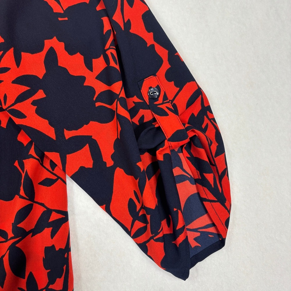 Croft & Barrow Blouse L Floral Roll Tab Sleeve Career Top NWOT - Picture 3 of 8